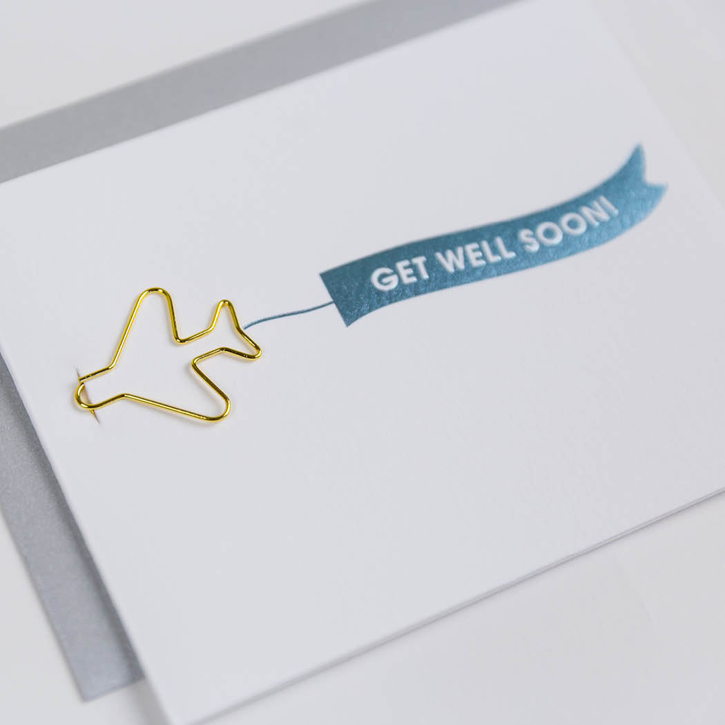 Banner: Get Well Soon - Paper Clip Letterpress Card
