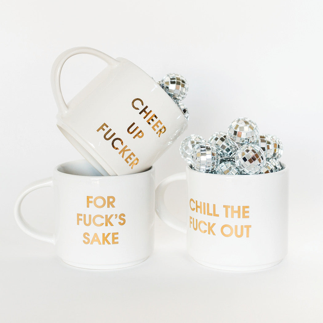 Chez Gagne Chez Gagné Cheer Up Fucker Gold Metallic Mug