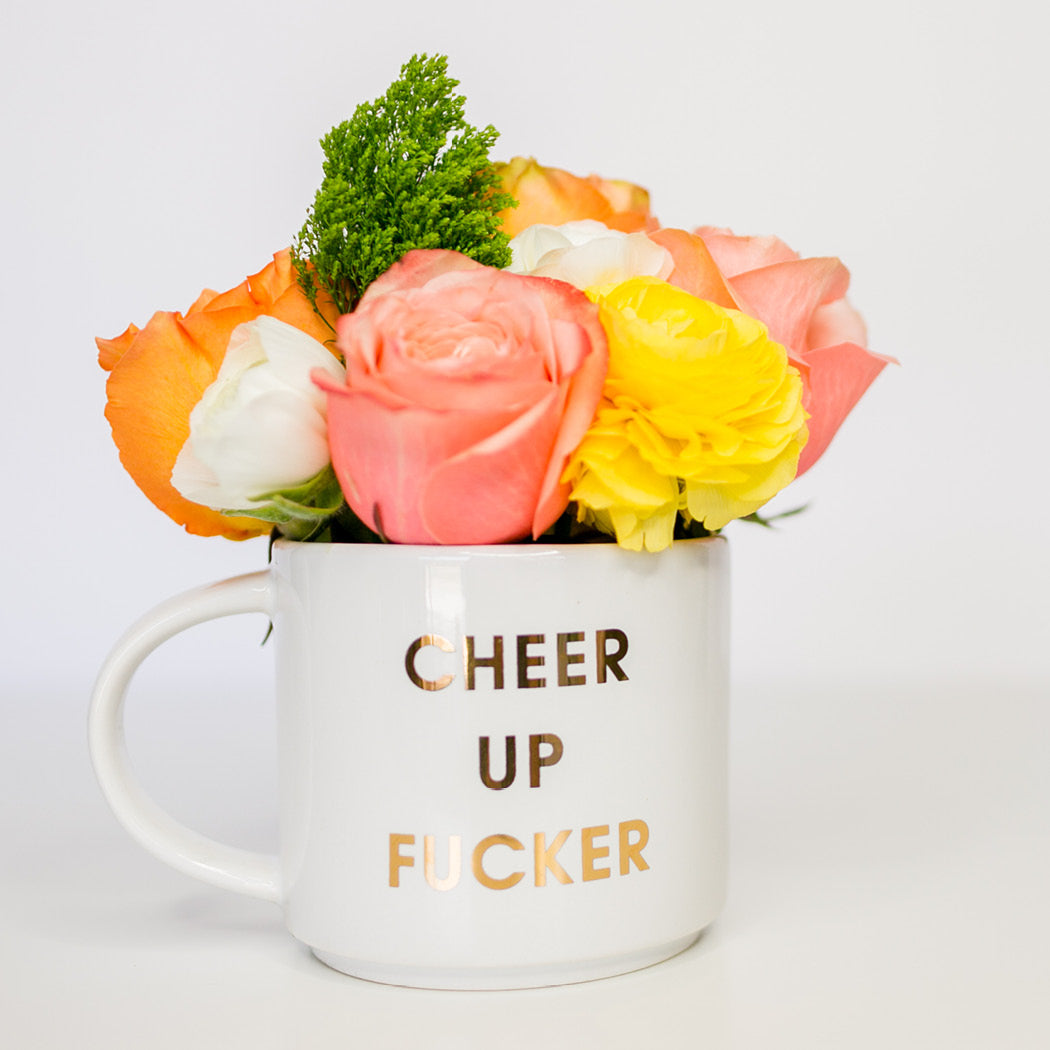 Chez Gagne Chez Gagné Cheer Up Fucker Gold Metallic Mug