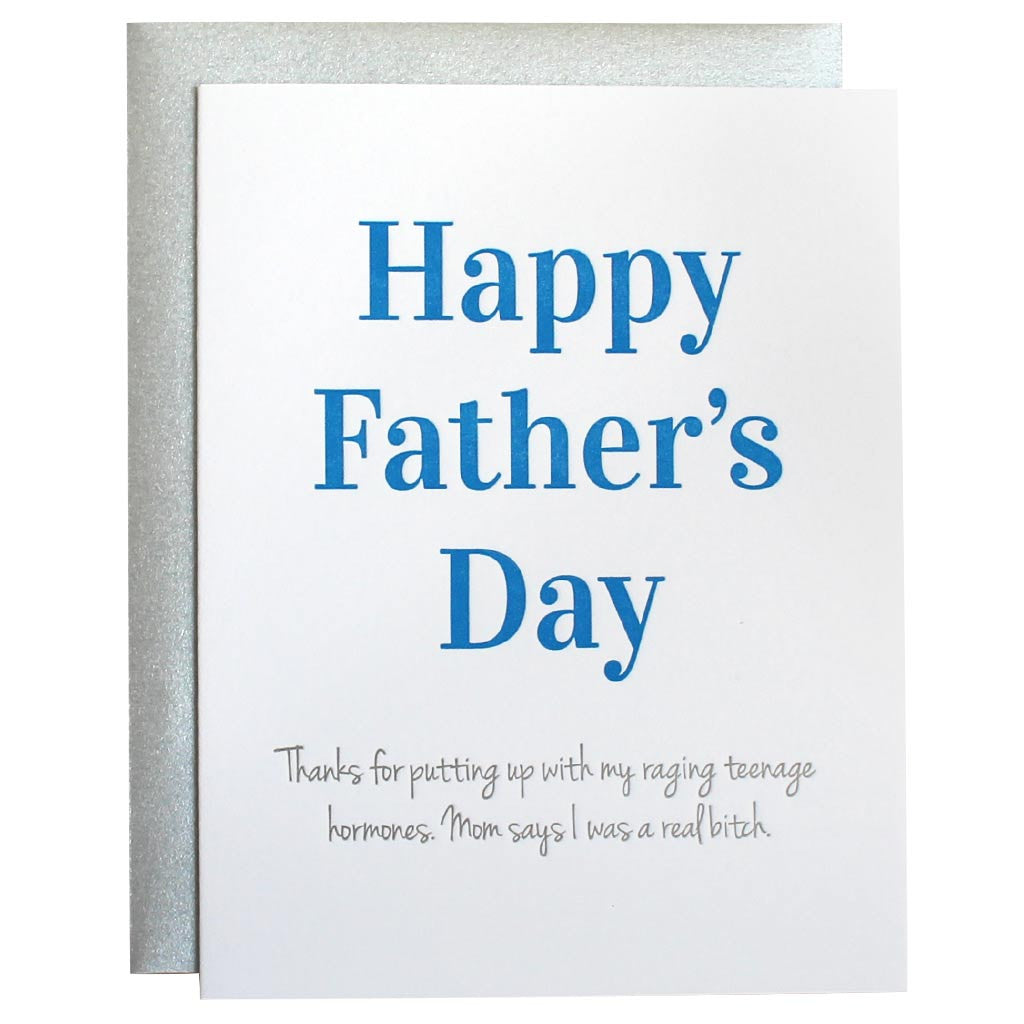 Raging Hormones Father's Day Letterpress Card