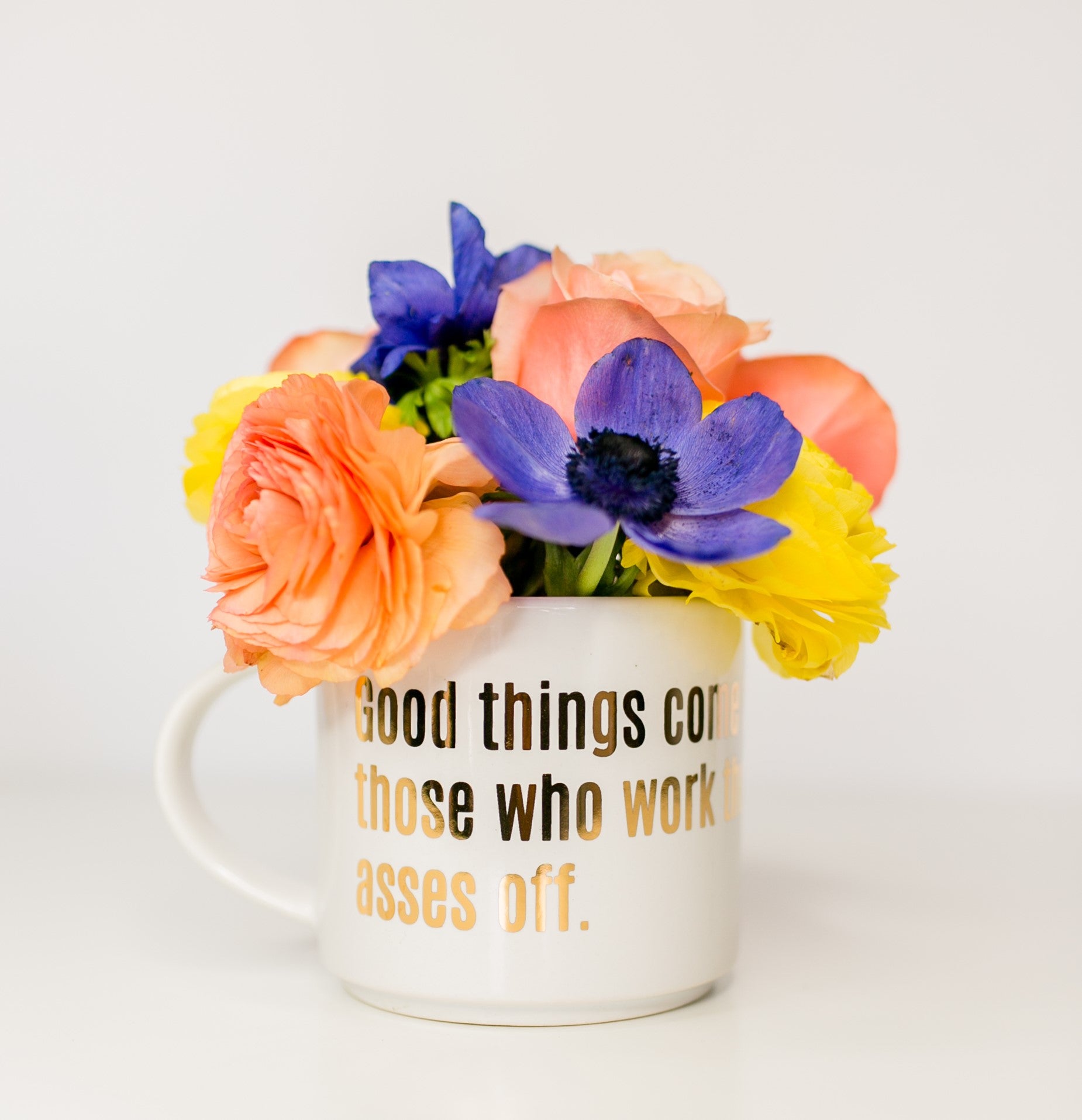 Chez Gagne Chez Gagné Good Things Come to Those Who Work Their Asses Off Gold Metallic Mug