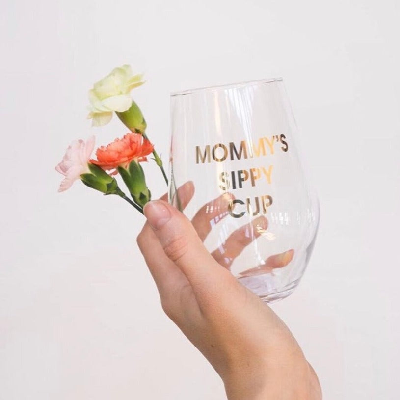 Chez Gagne Chez Gagné Mommy's Sippy Cup - Gold Foil Stemless Wine Glass