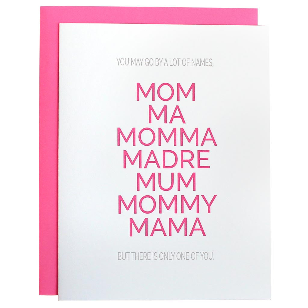 Mother by Many Names - Letterpress Card