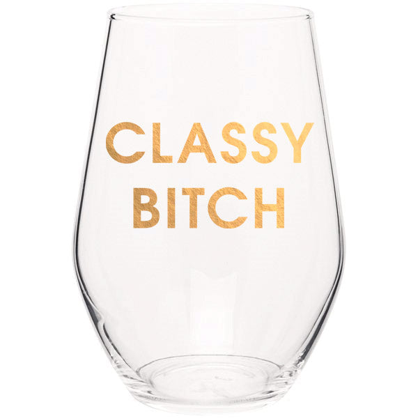 Chez Gagne Chez Gagné Classy Bitch - Gold Foil Stemless Wine Glass