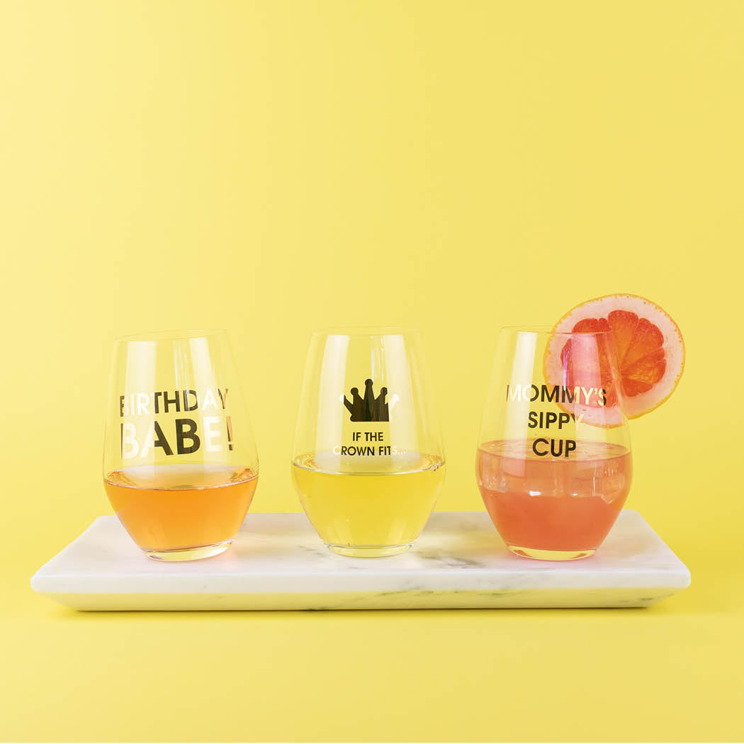 If The Crown Fits - Gold Foil Stemless Wine Glass