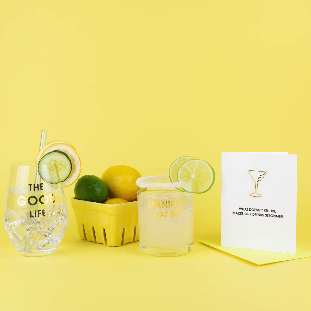 The Good Life - Gold Foil Stemless Wine Glass