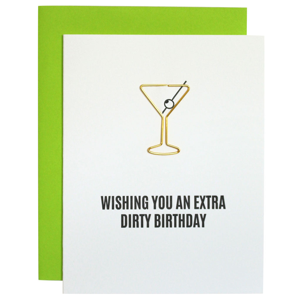 Extra Dirty Martini Birthday - Paper Clip Letterpress Card
