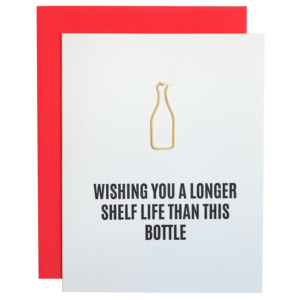 Longer Shelf Life Wine Bottle Paper Clip Letterpress Card