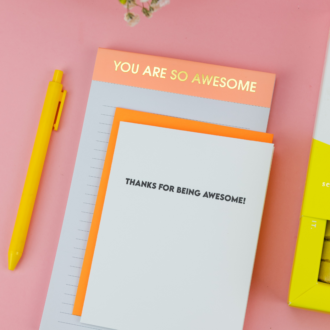 Thanks For Being Awesome - Thank You Letterpress Card