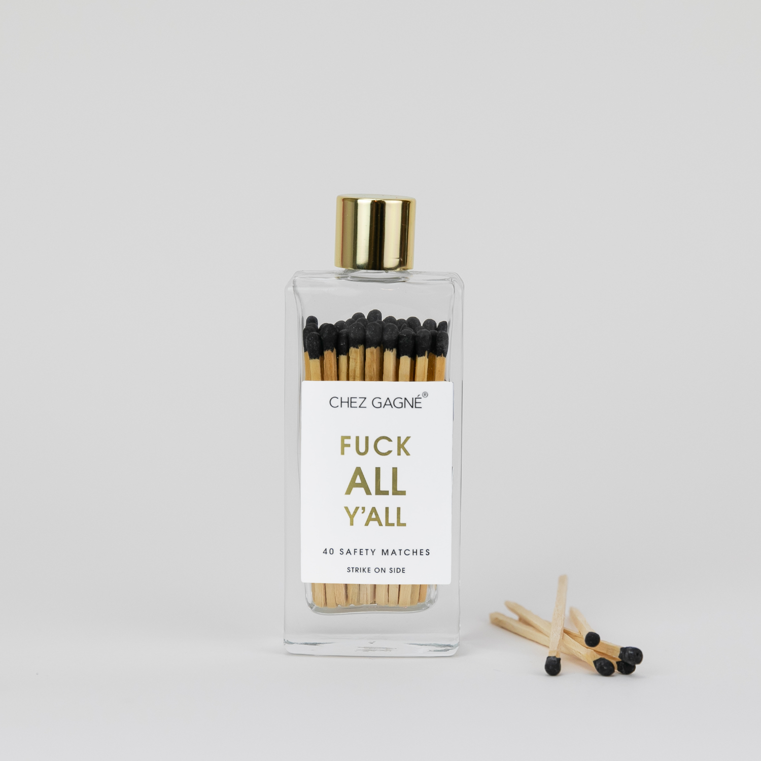 Fuck All Y'all - Glass Bottle Safety Matches  - Black