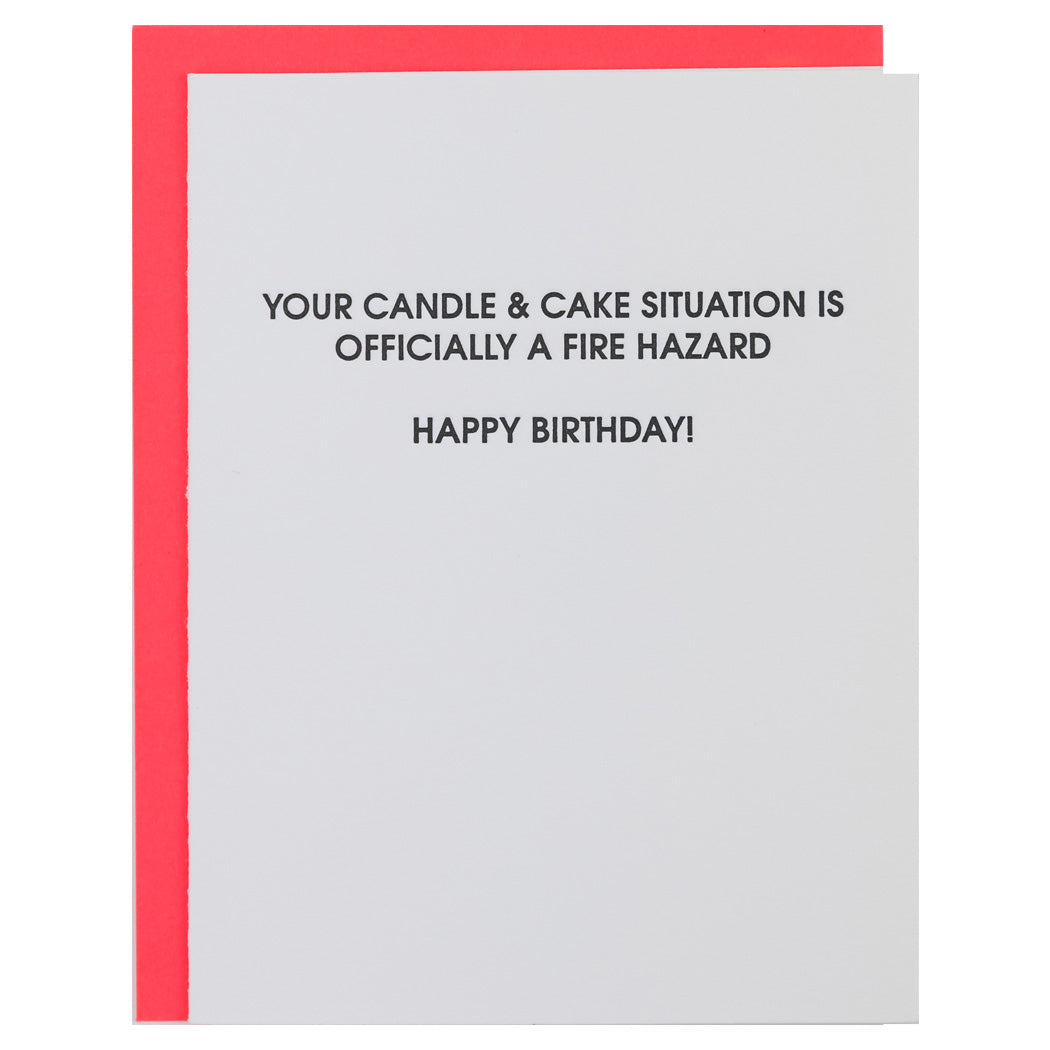 Candle & Cake Situation Is A Fire Hazard - Letterpress Card