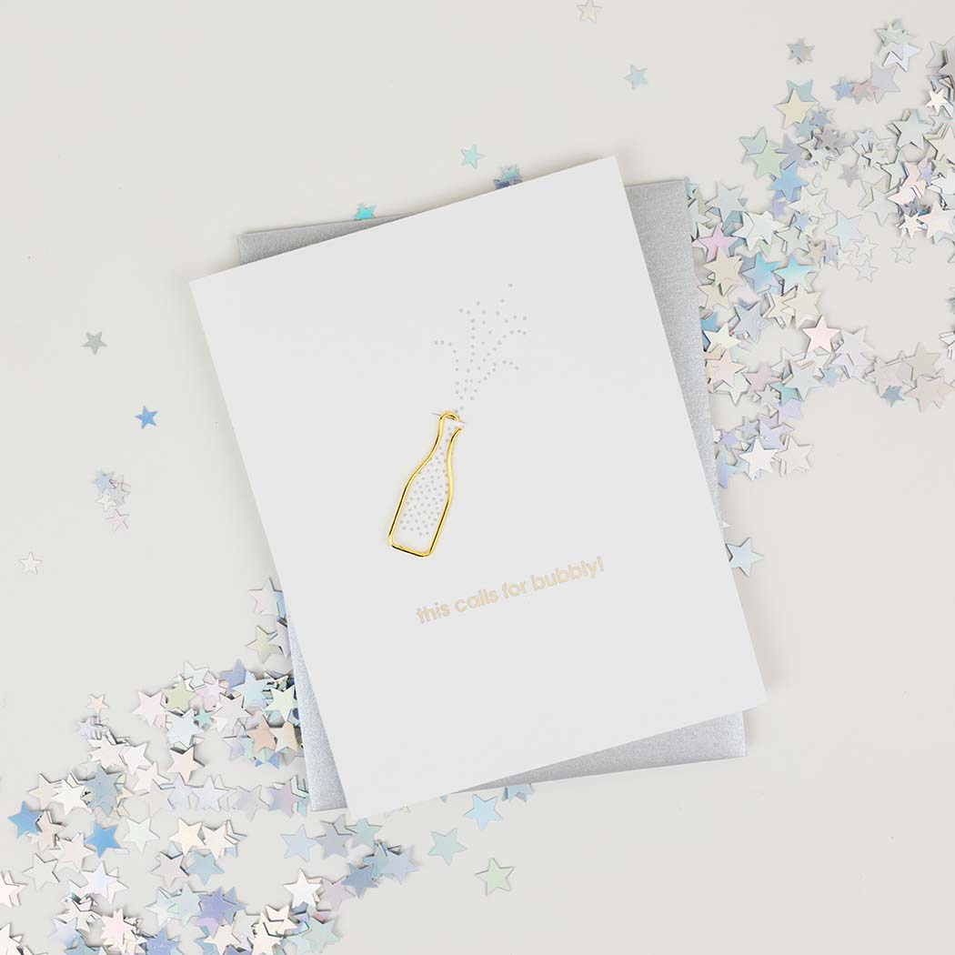This Calls for Bubbly - Paper Clip Letterpress Card
