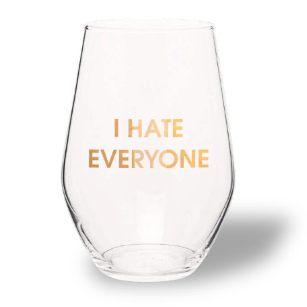 I Hate Everyone - Gold Foil Stemless Wine Glass - Thumbnail 5