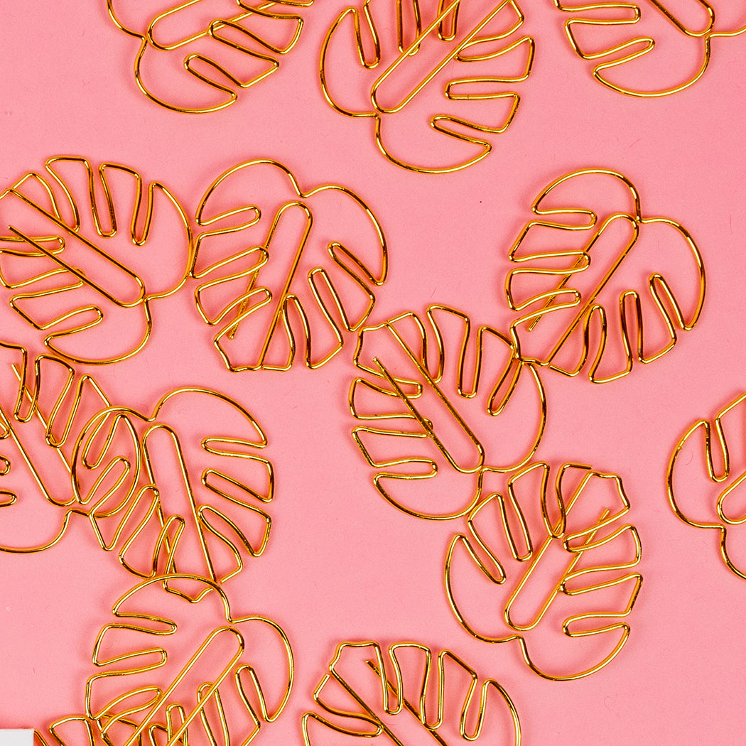 Monstera Leaf - 25 Gold Paperclips