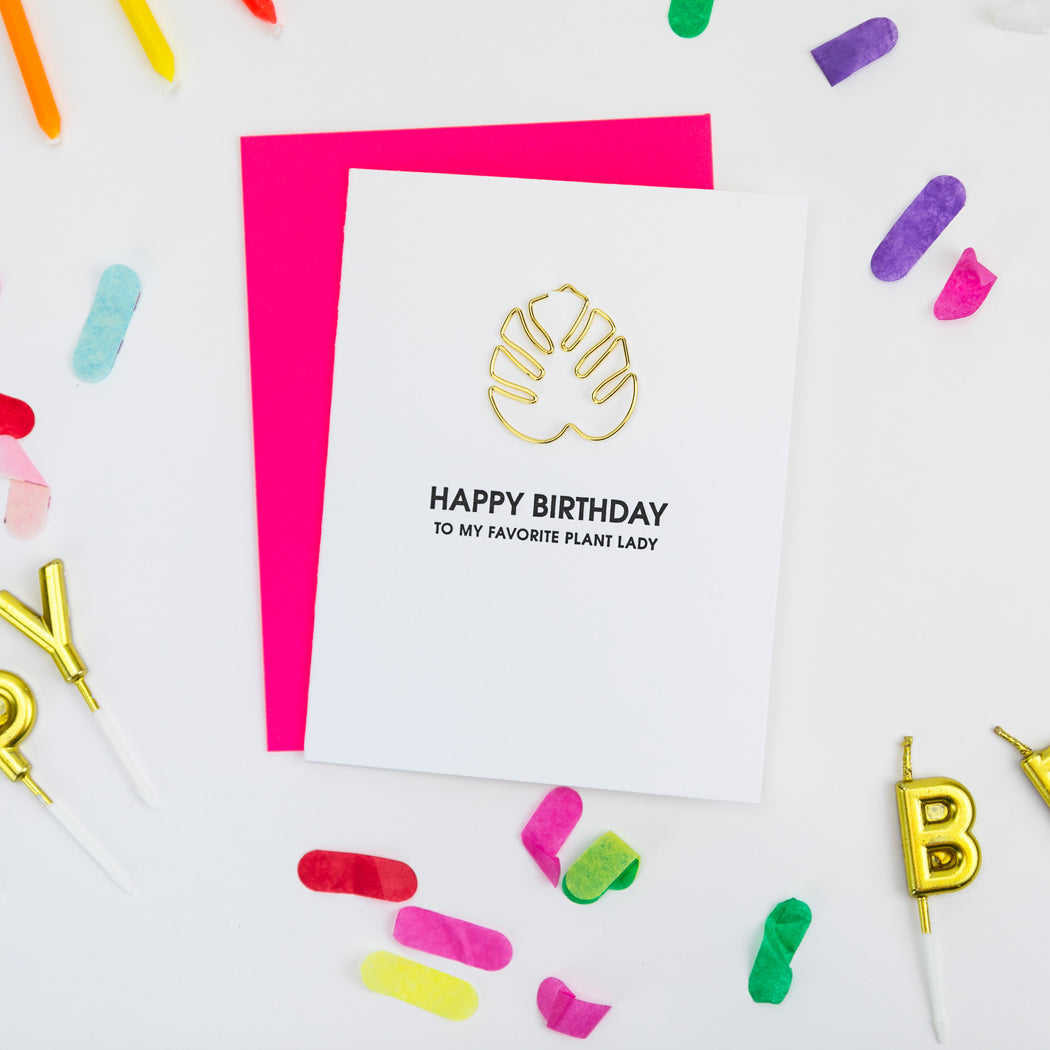 Happy Birthday Plant Lady - Paper Clip Letterpress Card