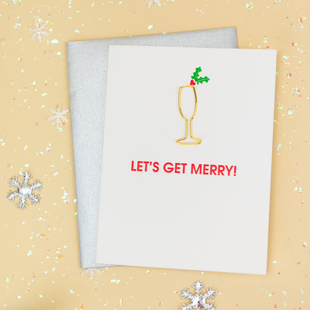 Let's Get Merry - Paper Clip Letterpress Card