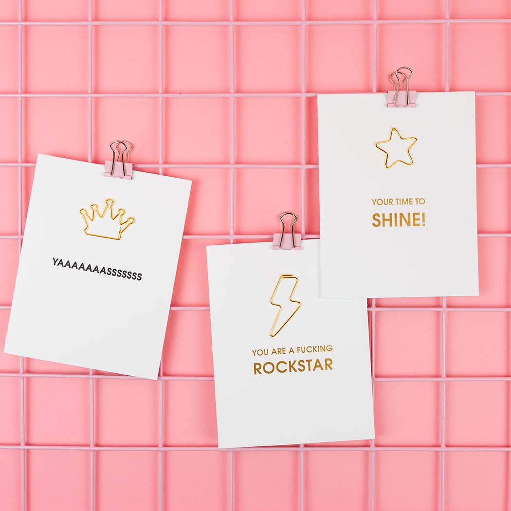 Your Time to Shine - Star Paper Clip Letterpress Card