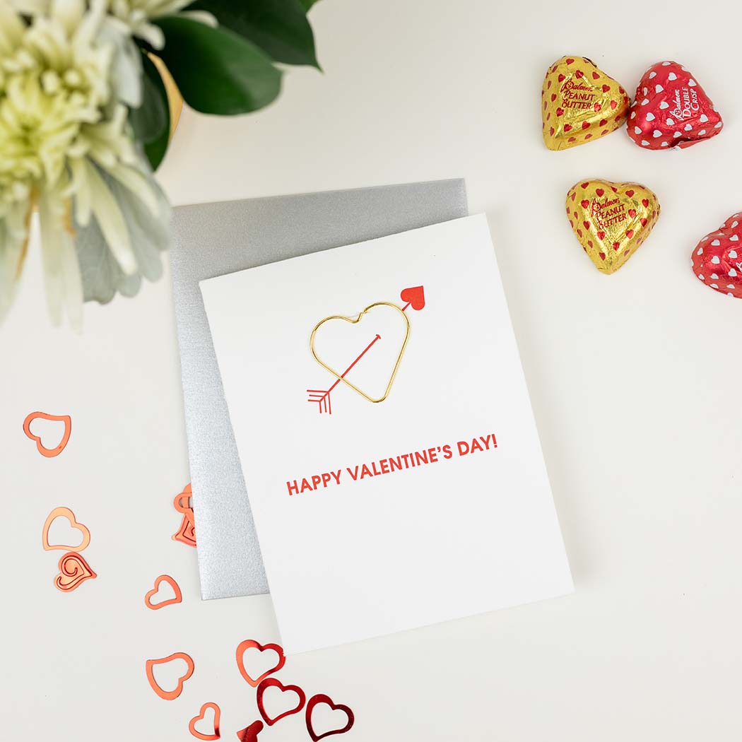 Happy Valentine's Day - Heart Paper Clip Letterpress Card