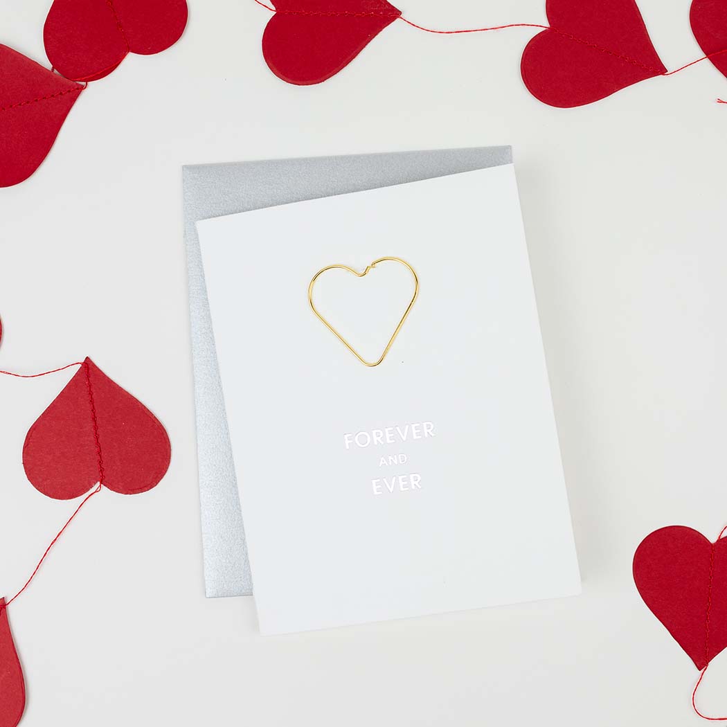 Forever and Ever - Heart Paper Clip Letterpress Card