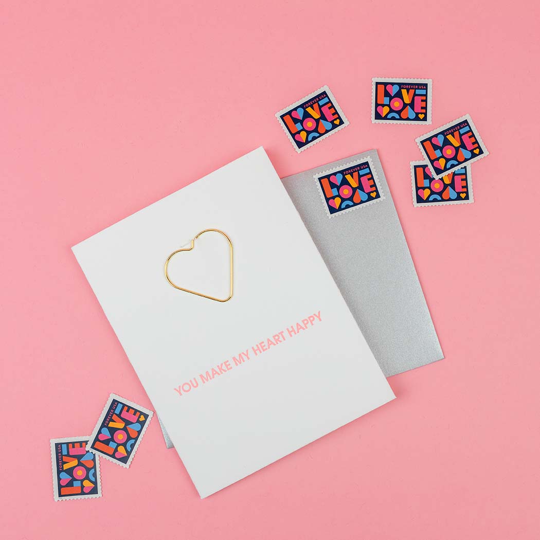 You Make My Heart Happy | Heart Paper Clip Letterpress Card