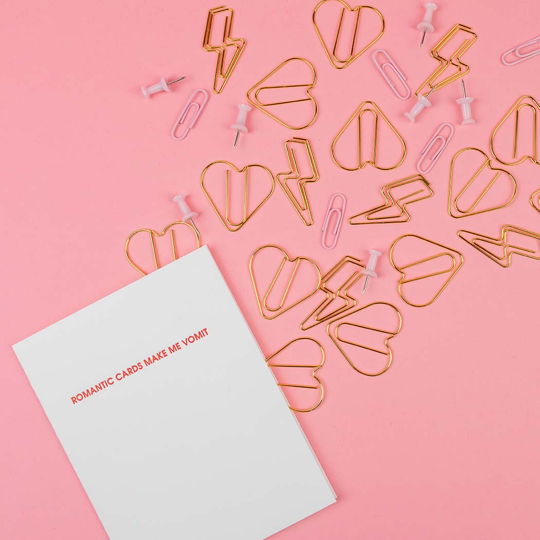 Romantic Cards Make Me Vomit - Love Letterpress Card