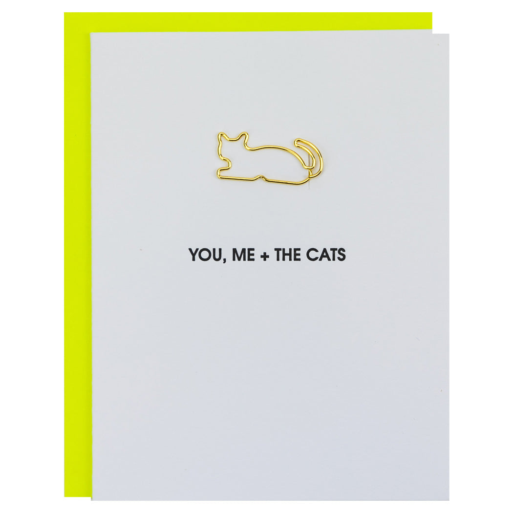 You Me + the Cats - Paper Clip Letterpress Card