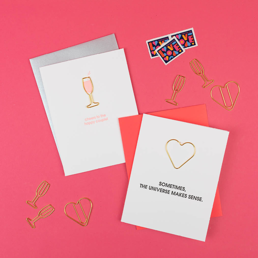 Cheers to the Happy Couple - Paper Clip Letterpress Card