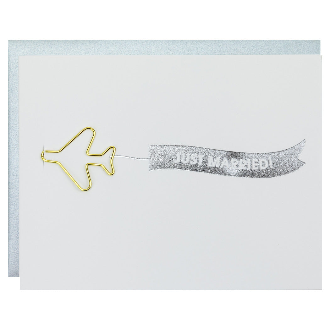 Banner Just Married - Paper Clip Letterpress Card