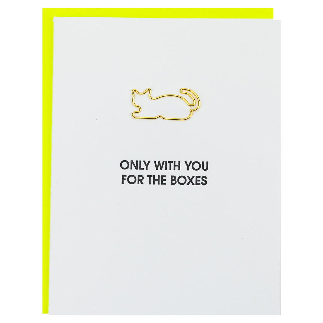 Only With You For the Boxes - Cat Paper Clip Letterpress Card