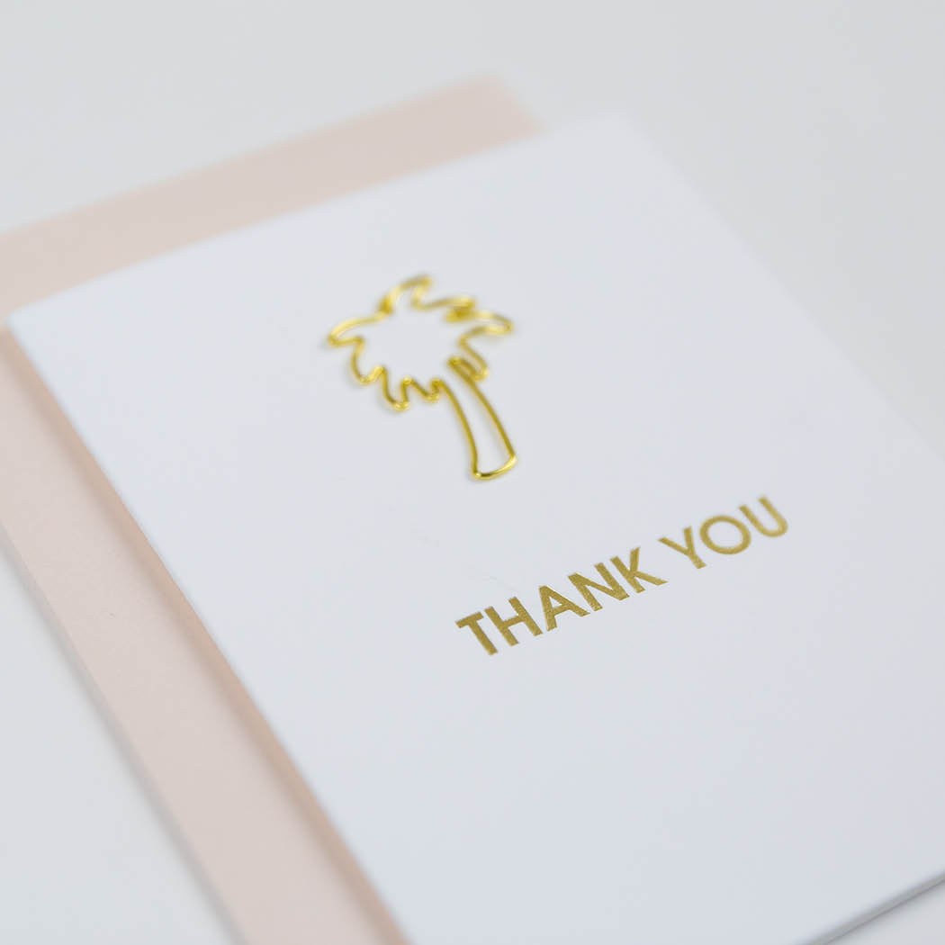 Thank You Palm Tree -  Paper Clip Letterpress Card