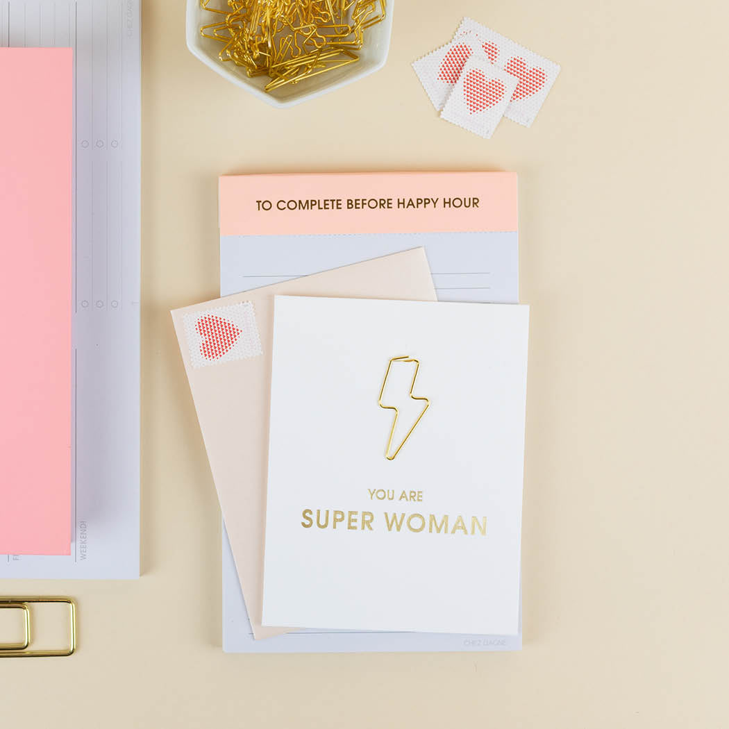 You are Super Woman - Paper Clip Letterpress Card