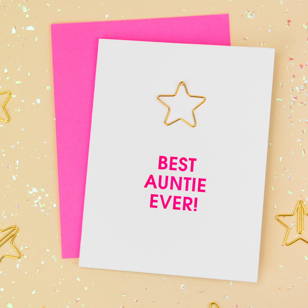 Best Auntie Ever Star - Paper Clip Letterpress Card