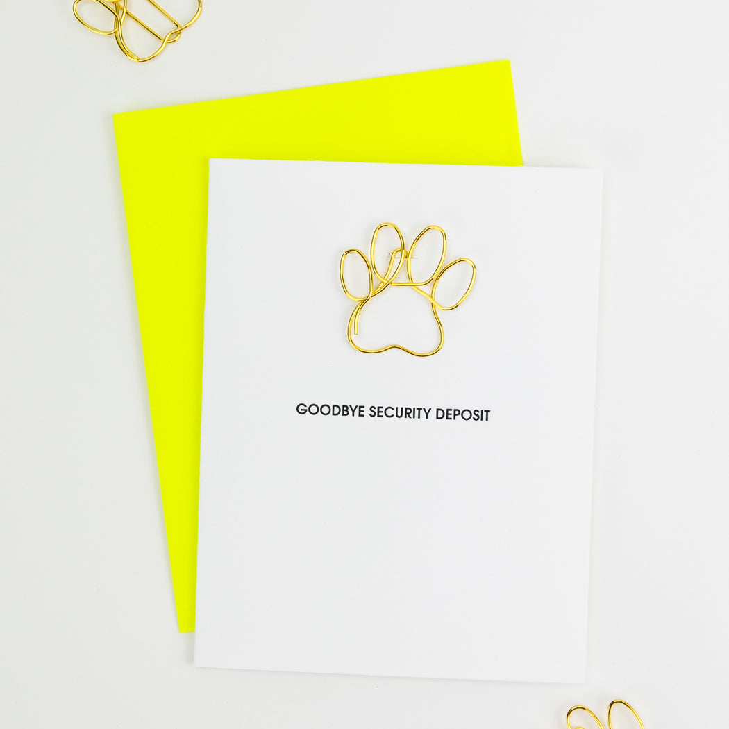 Goodbye Security Deposit - Paper Clip Letterpress Card