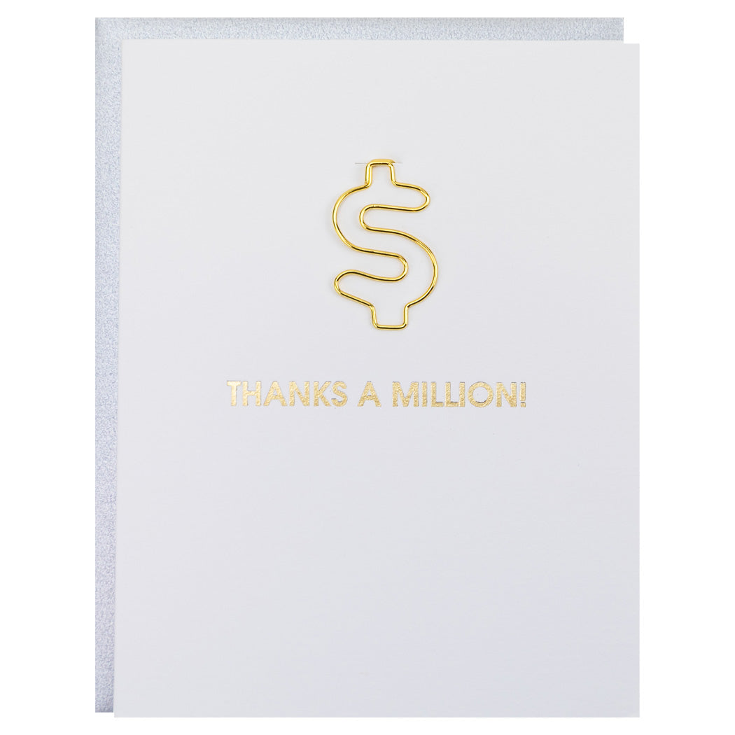 Thanks A Million - Money Paper Clip Letterpress Card