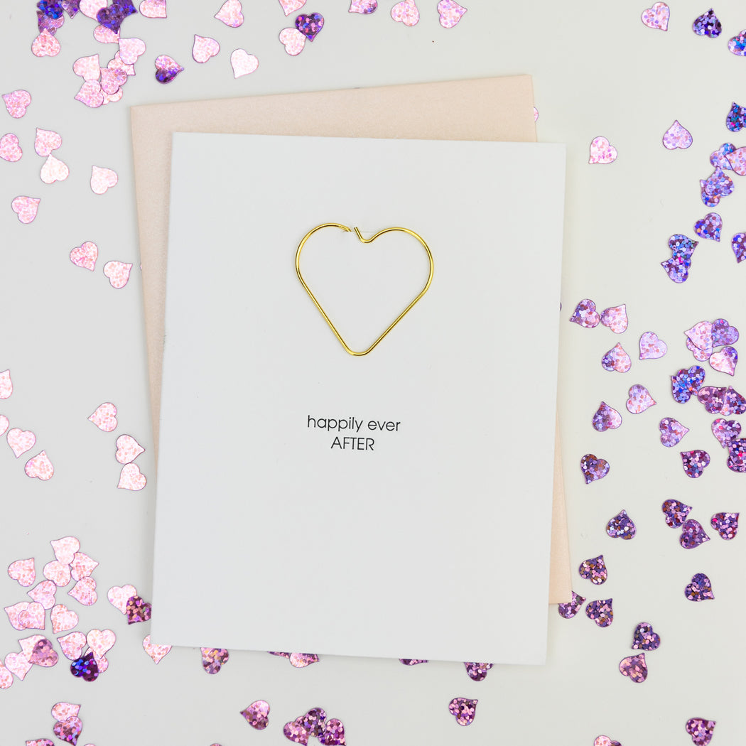 Happily Ever After - Heart Paperclip Letterpress Card