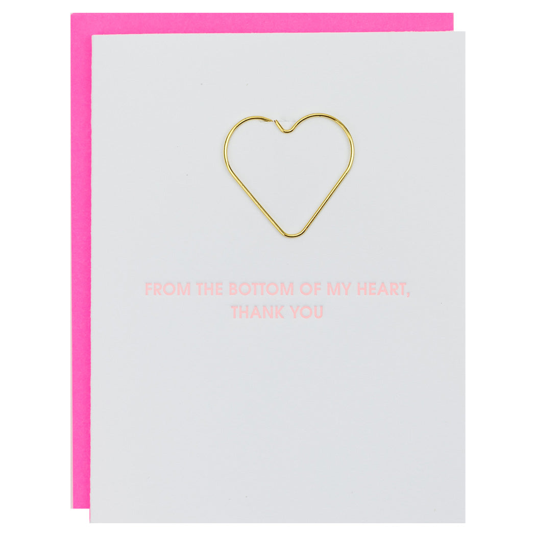 From The Bottom of My Heart, Thank You - Paper Clip Letterpress Card