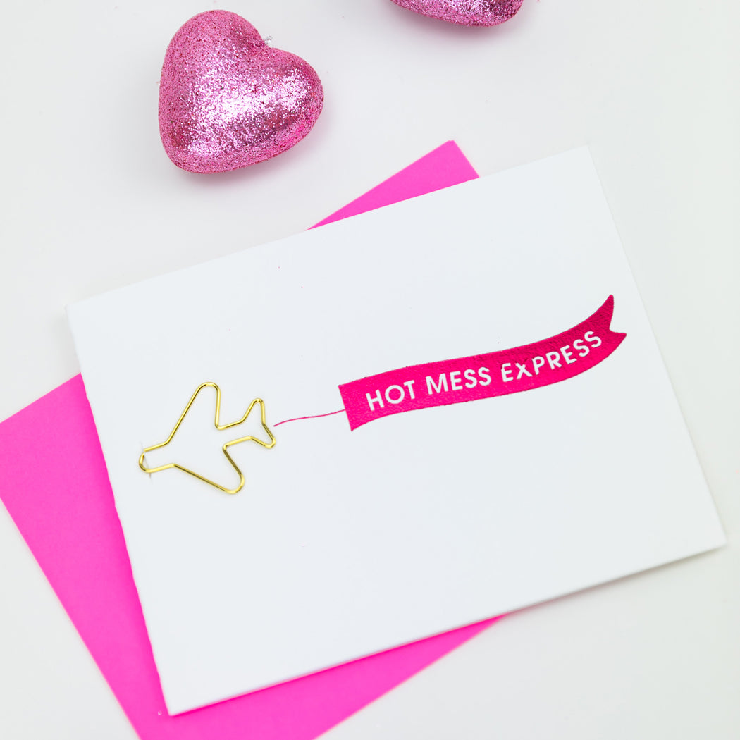 Hot Mess Express Airplane - Paper Clip Letterpress Card