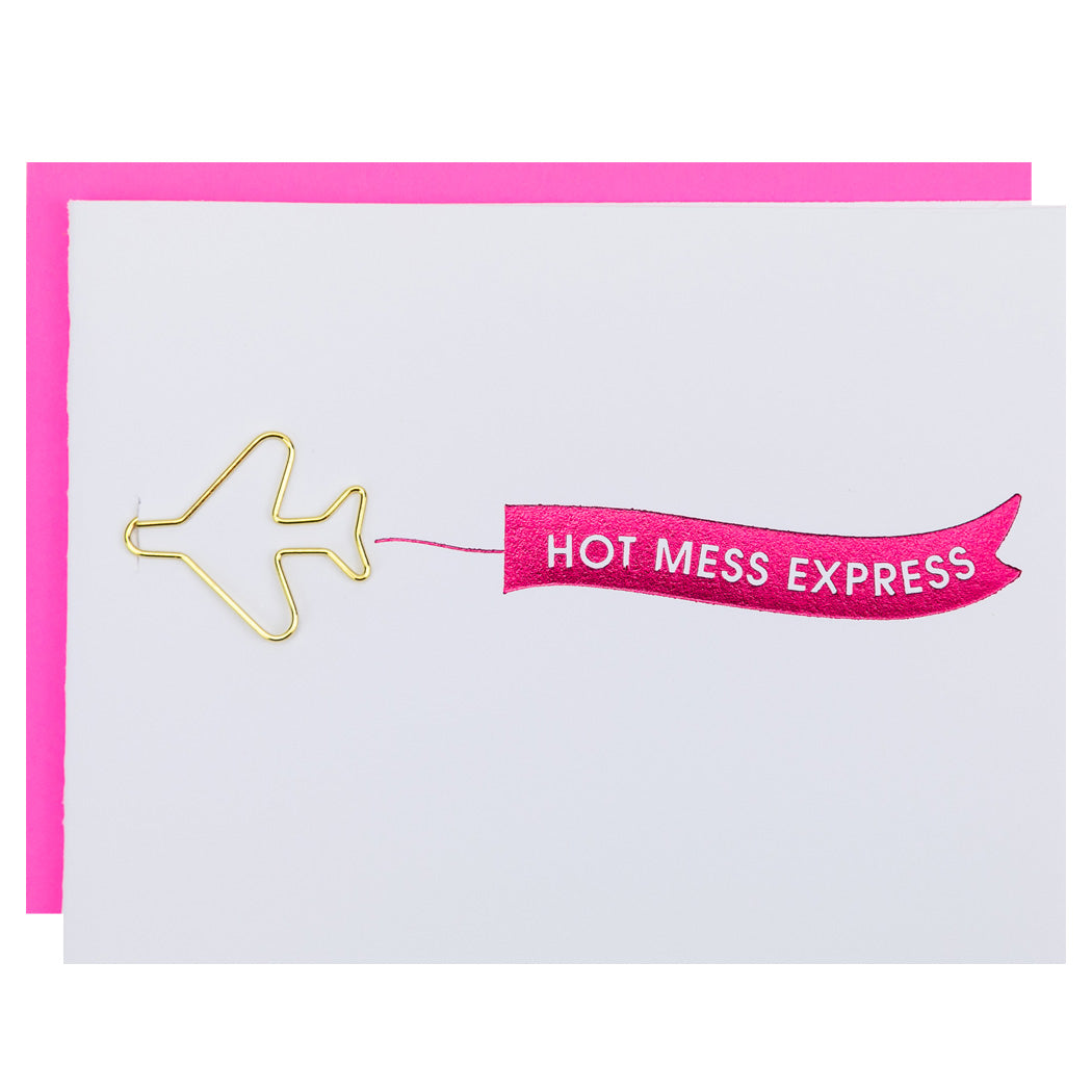 Hot Mess Express Airplane - Paper Clip Letterpress Card