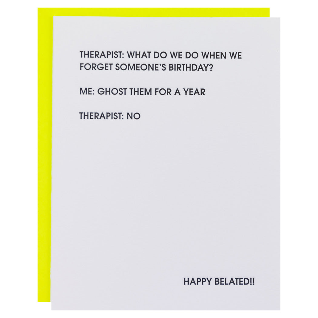 Therapist: Ghost Them Birthday - Letterpress Card