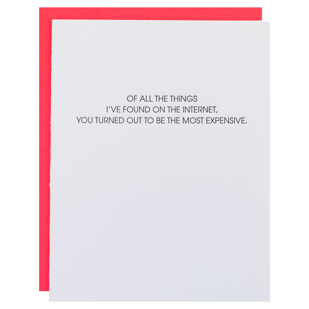 You: Most Expensive Things on the Internet - Letterpress Card