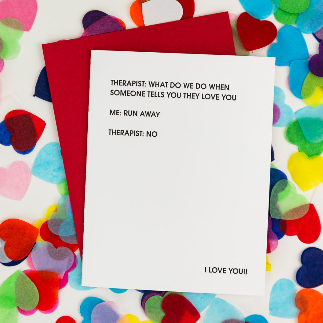 Therapist: Run Away Love - Letterpress Card