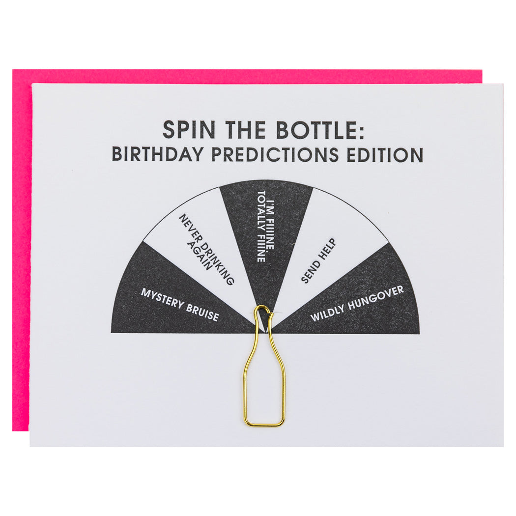 Spin the Bottle: Birthday Predictions - Paper Clip Letterpress Card
