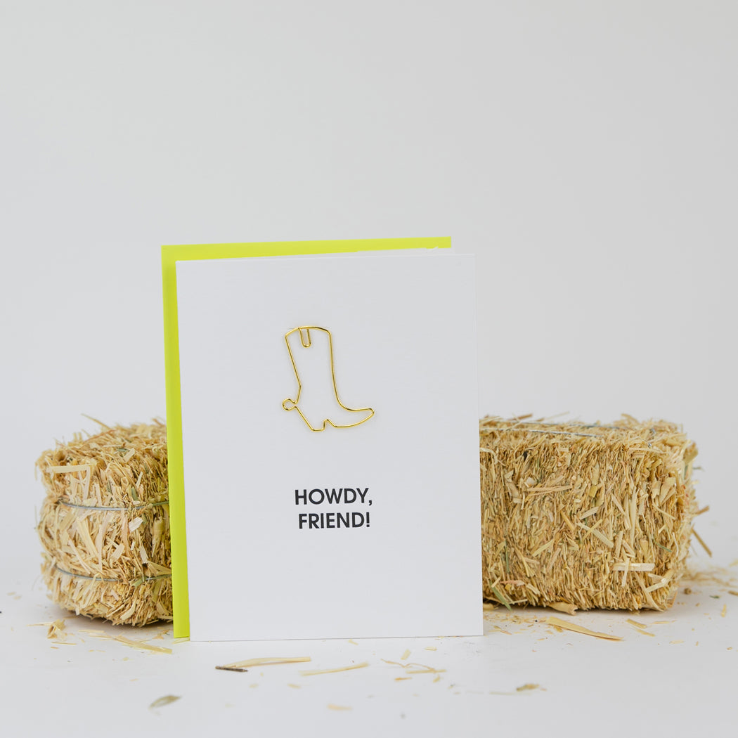 Howdy Friend - Paper Clip Letterpress Card