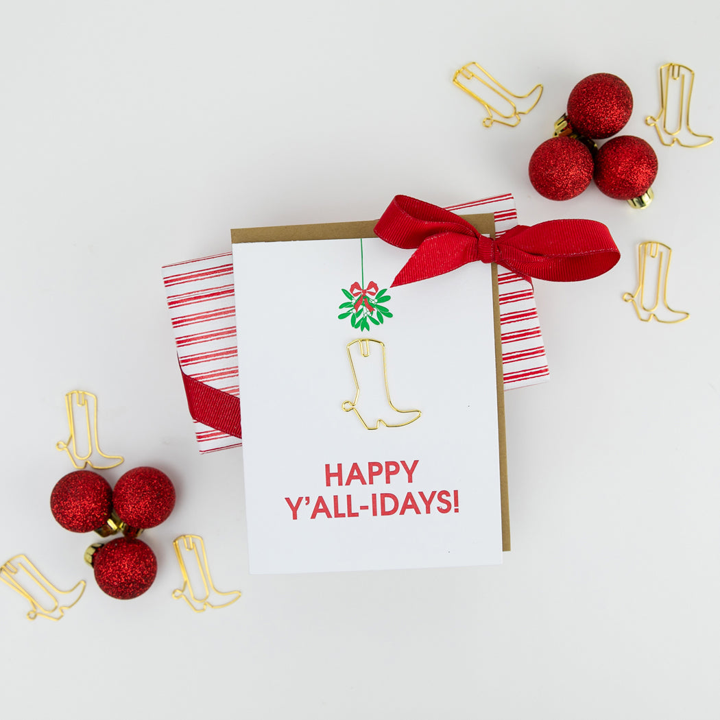 Happy Y'all-idays - Paper Clip Letterpress Card