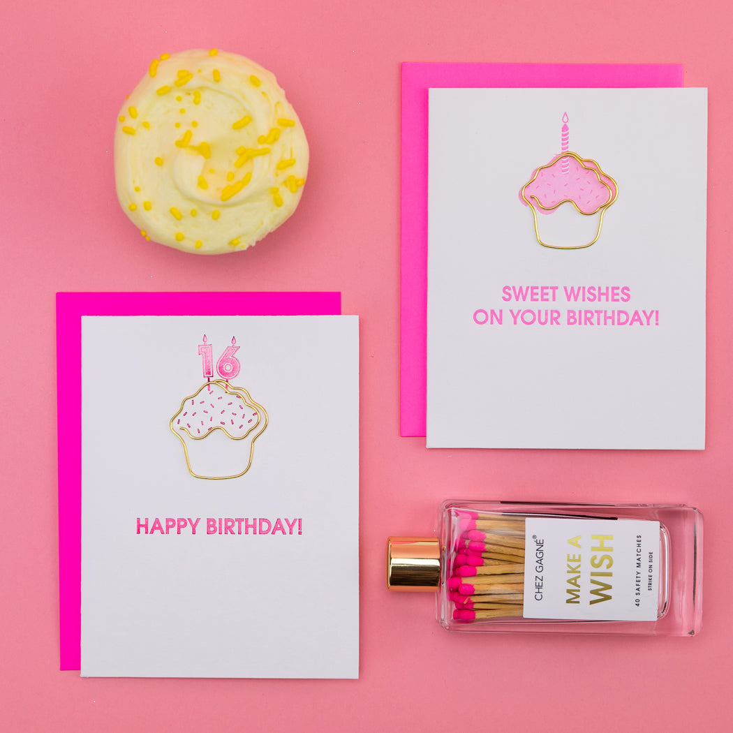 Happy Birthday Candles 16 - Paperclip Letterpress Card