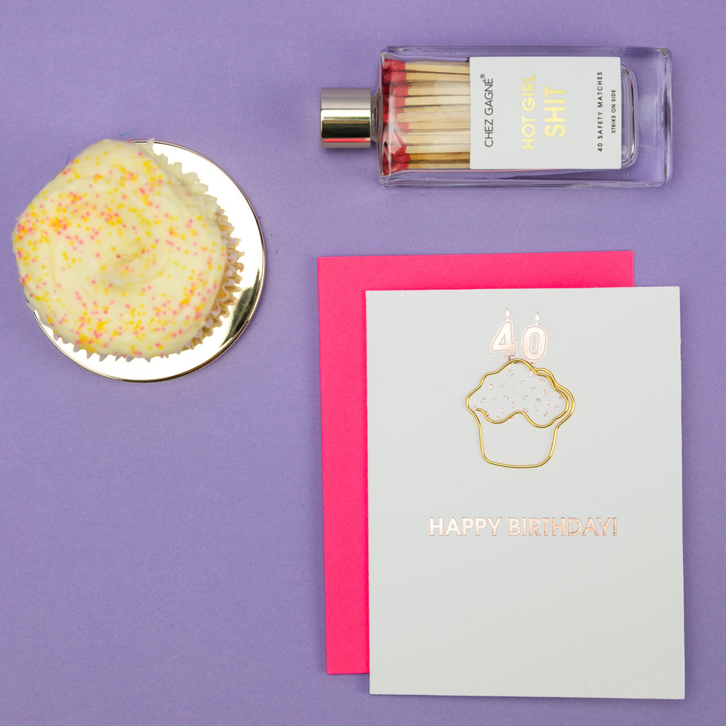 Happy Birthday Candles 40 - Paperclip Letterpress Card