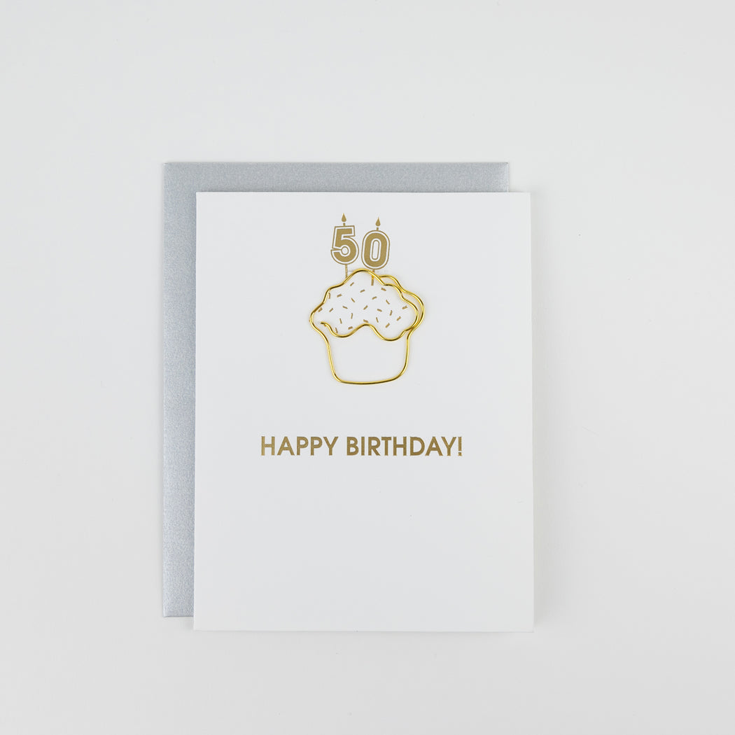 Happy Birthday Candles 50 - Paperclip Letterpress Card