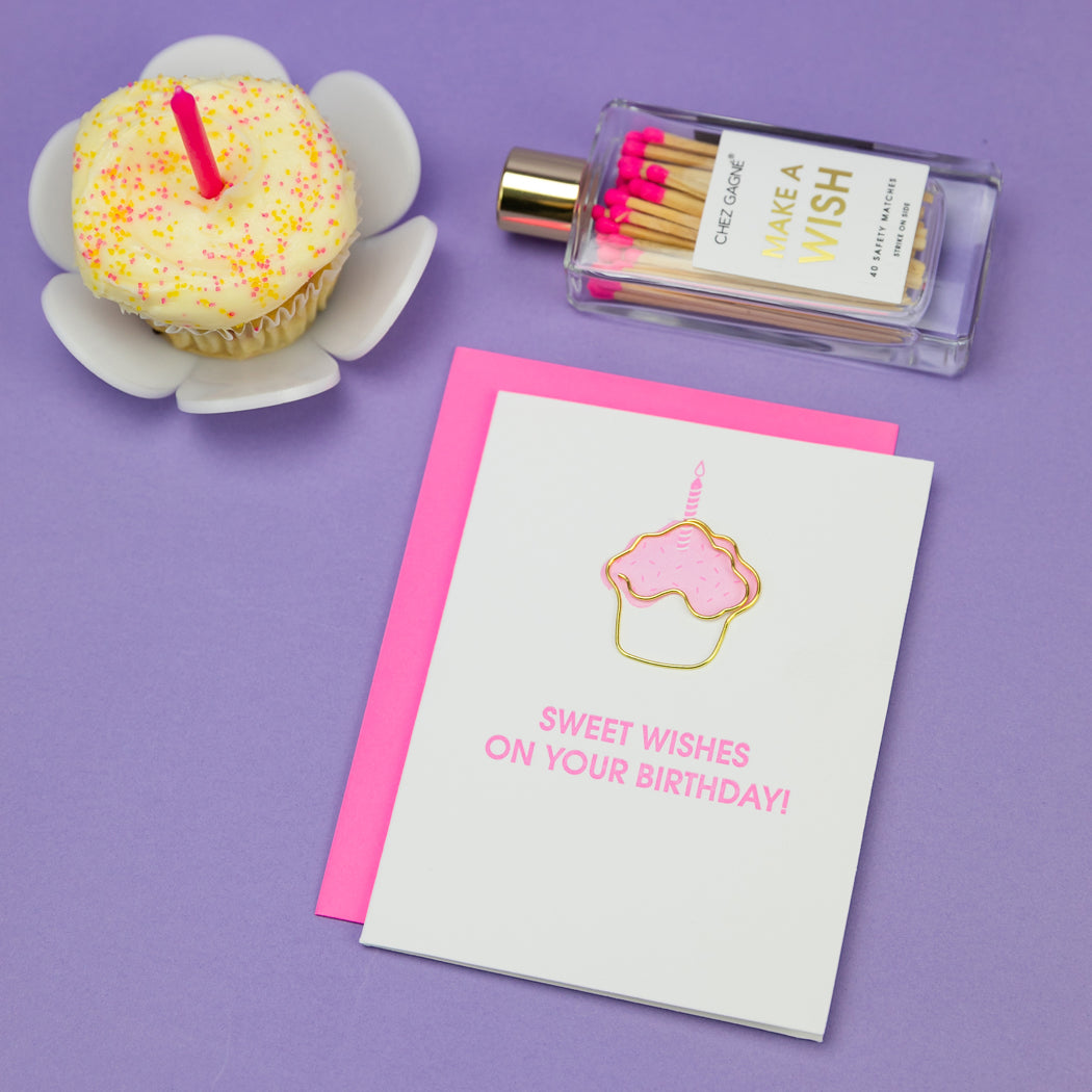 Sweet Wishes On Your Birthday - Paperclip Letterpress Card