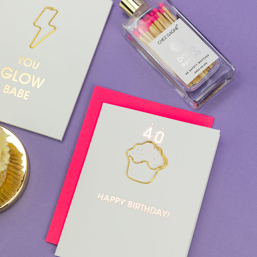 Happy Birthday Candles 40 - Paperclip Letterpress Card
