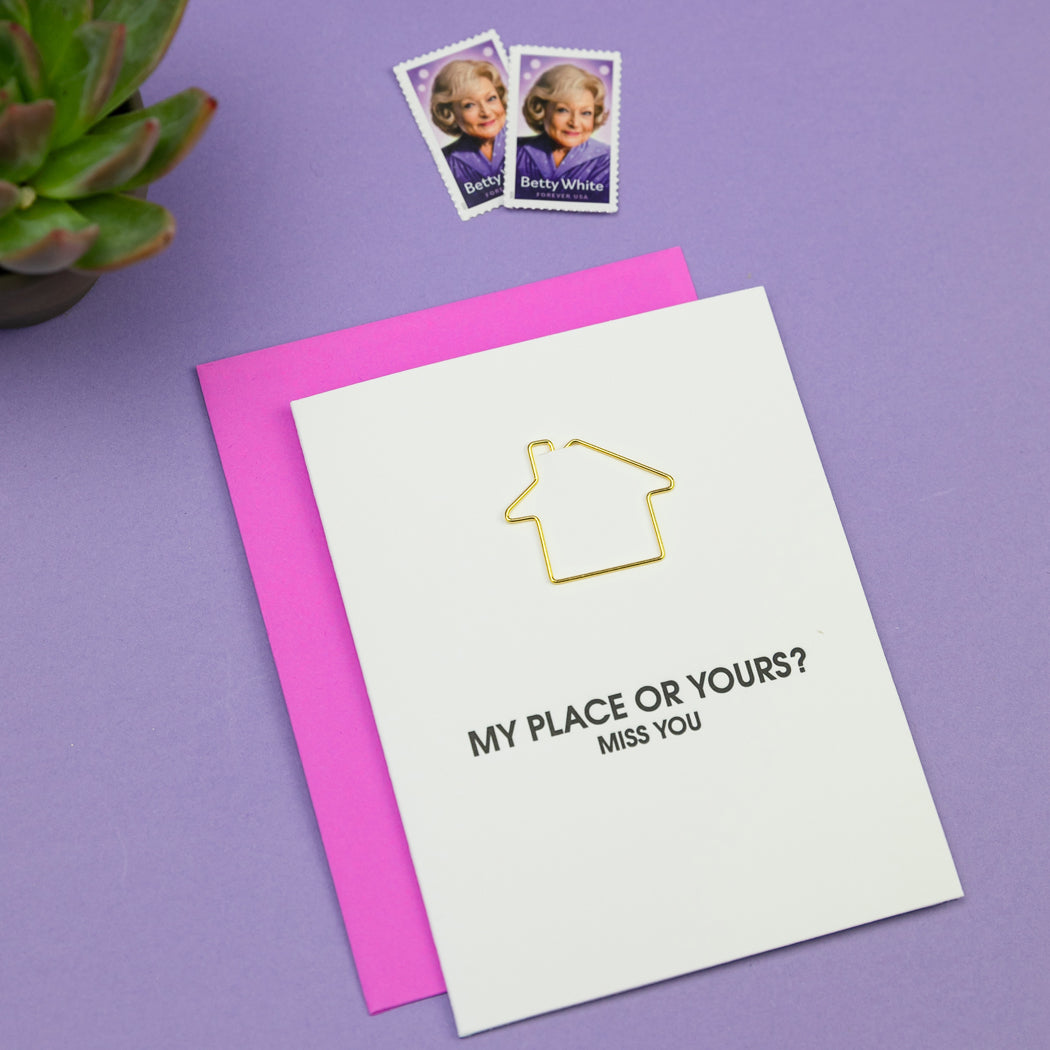 My Place Or Yours - Paperclip Letterpress Card